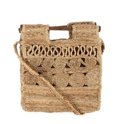 Neya Jute & Wood Handle Crossover Bag