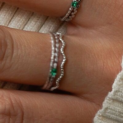 Fine 925 SILVER wavy striped ring