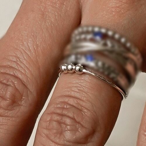 Bague Fine Argent 925 Trois Boules Minimalistes