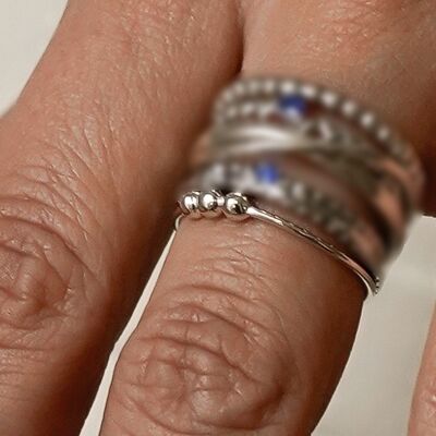 925 Sterling Silver Fine Ring Three Minimalist Balls