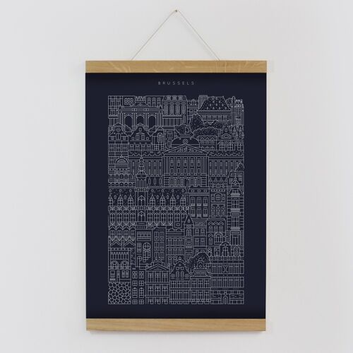Brussels A3 Navy Print
