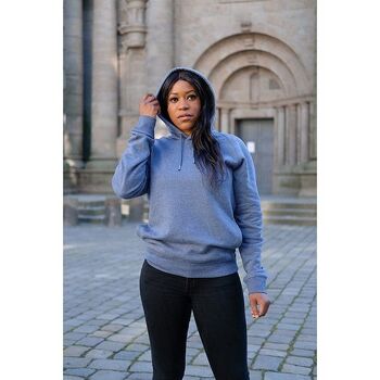 Sweat capuche mixte bleu chiné en coton BIO 3