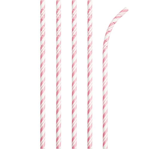 Classic Pink Striped Paper Straws with Eco-Flex® Technology