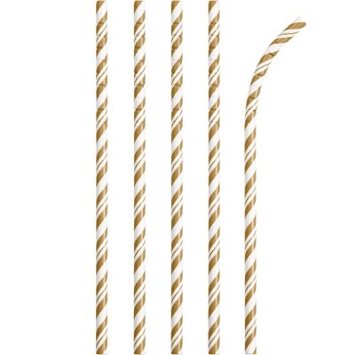 Glittering Gold Striped Paper Straws with Eco-Flex Technology