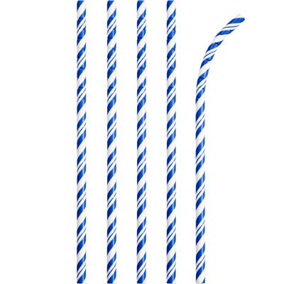 Cobalt Blue Striped Paper Straws with Eco-Flex® Technology