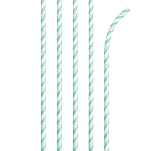 Fresh Mint Striped Paper Straws with Eco-Flex® Technology
