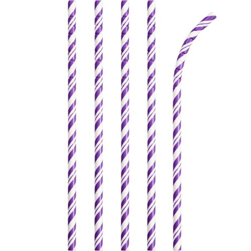 Amethyst Striped Paper Straws with Eco-Flex® Technology