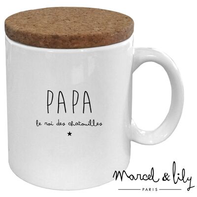 Tazza “Papà re del solletico” con coperchio in sughero