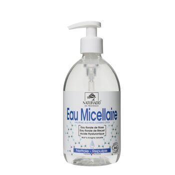 Eau micellaire Acide Hyaluronique démaquille repulpe 500 ml bio Ecocert 1