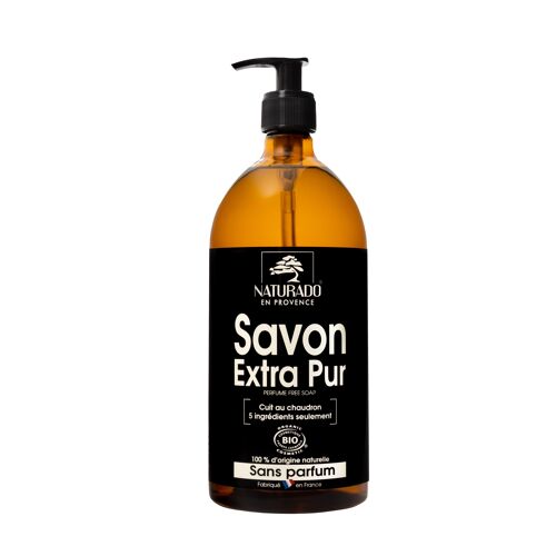 Savon Extra Pur seulement 5 ingrédients sans parfum 1 litre  bio Ecocert
