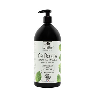 Mint shower gel without sulphate 1 liter organic Ecocert