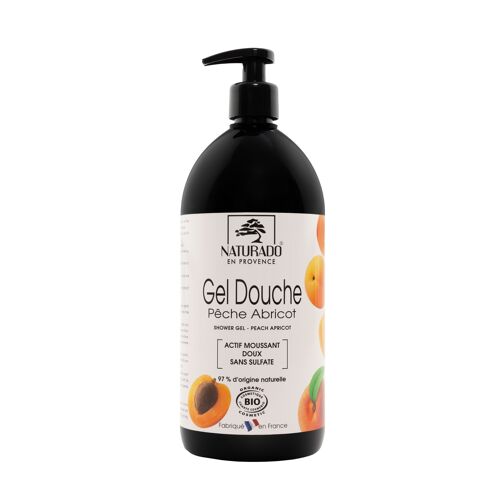 Gel Douche Pêche Abricot sans sulfate 1 litre bio Ecocert