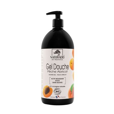 Shower Gel Peach Apricot without sulphate 1 liter organic Ecocert
