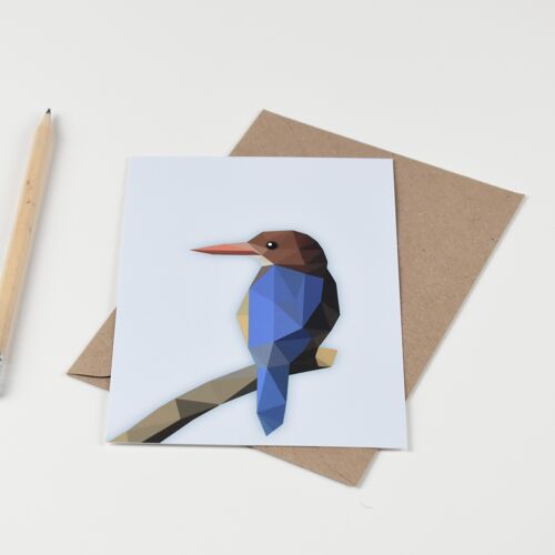 Kingfisher - Low poly art Postcard