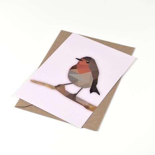 Robin - Low poly art - Postcard