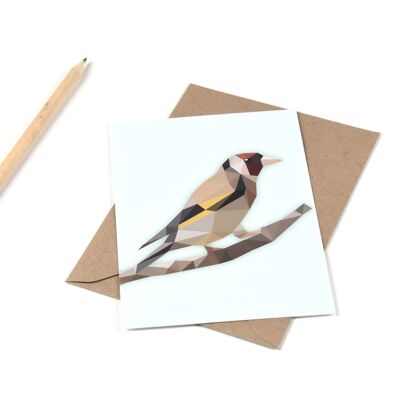 Goldfinch - Low - Poly art Postcard