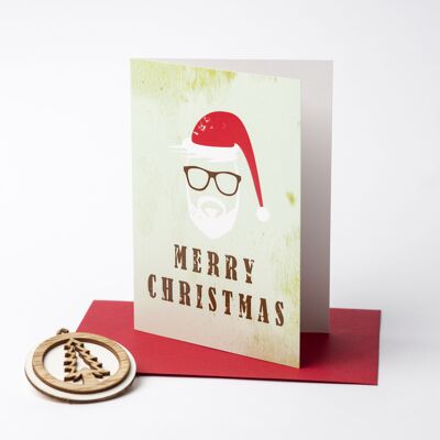 Hipster Santa Merry Christmas Greeting Card