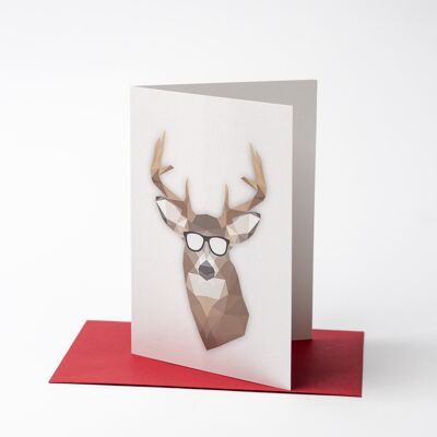 Cerf de Noël Low-Poly - Carte de vœux