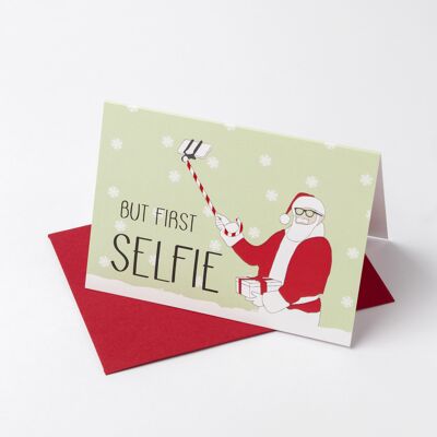 But First Selfie Christmas Greeting Card
