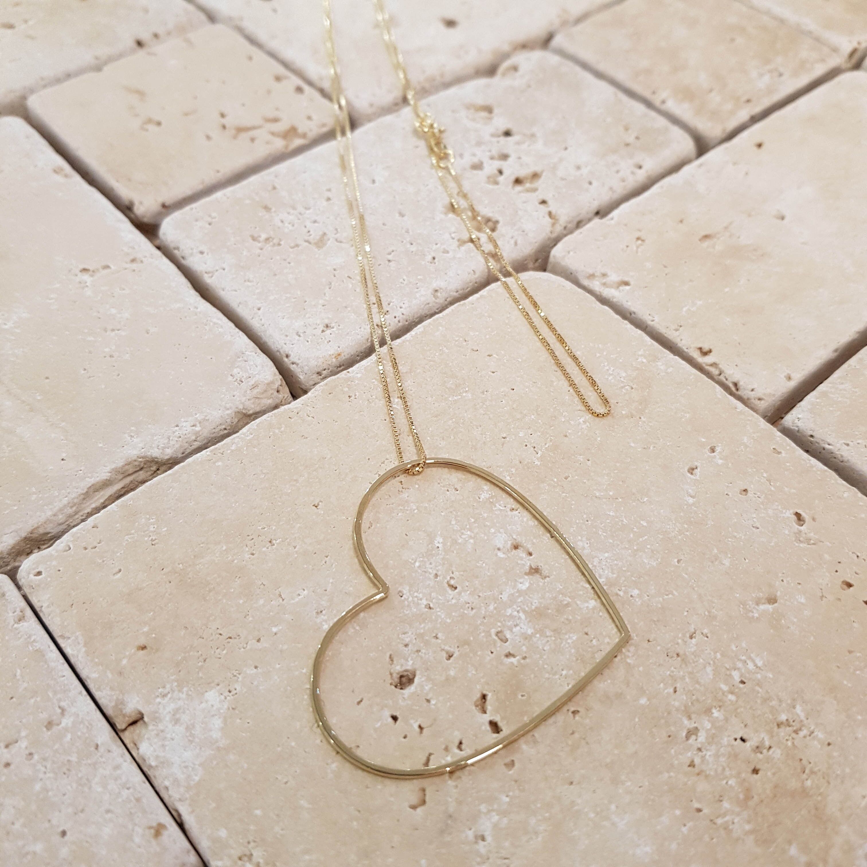 Collana Lunga Maxi Cuore Dorato