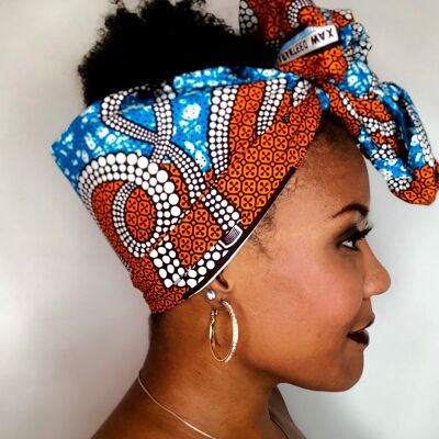 Headwrap Bright Blue & Orange | Size L