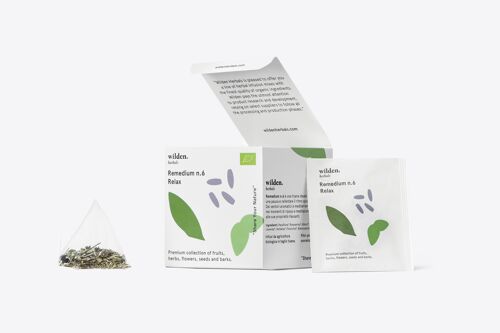 Organic herbal infusions - Remedy No.6 - Relax - Box of 10 x individually wrapped teabags