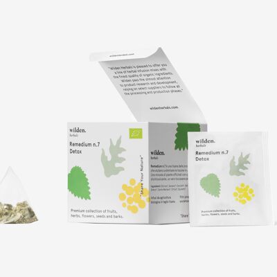 Infusiones de hierbas orgánicas - Remedio No.7 - Detox - Caja de 10 x bolsitas de té envueltas individualmente