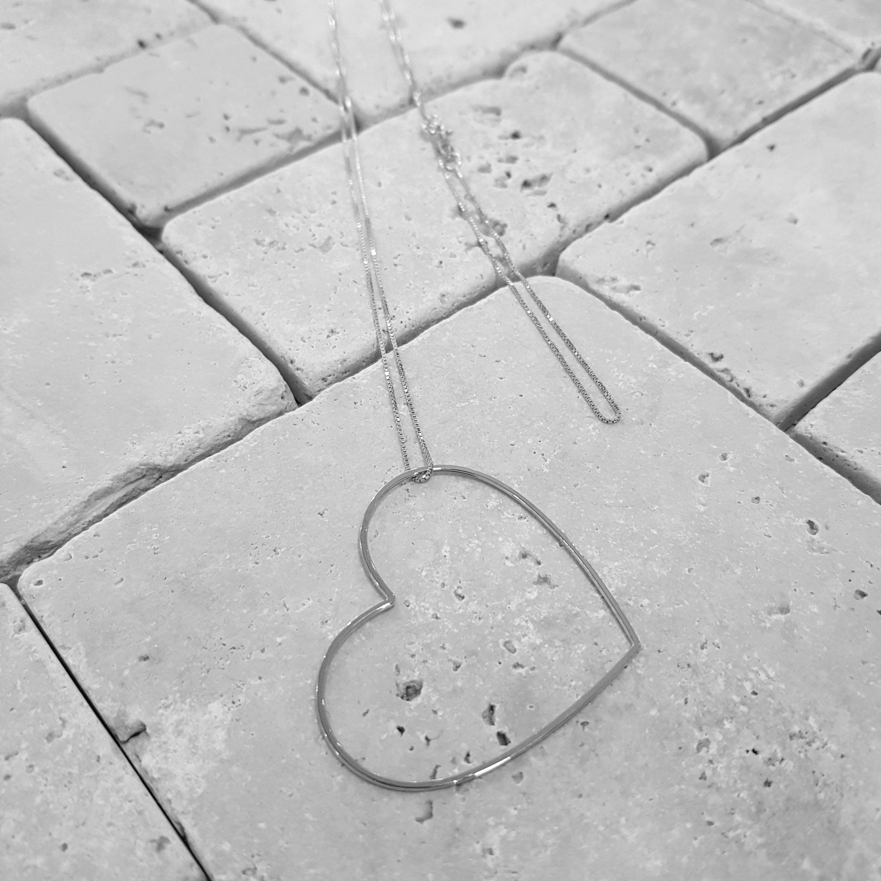 Collana Lunga Maxi Cuore Argento