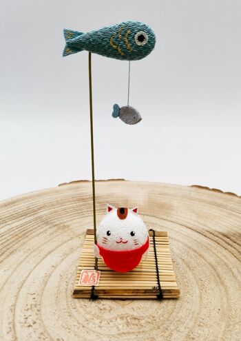 Lucky figurine Animals in Japanese fabric and bamboo, handmade handmade in Japan - Lapin 5