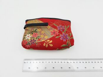 Trousse pochette japonaise 100% coton simili cuir et motif floral, pochette à fermeture éclair made in Japan 6