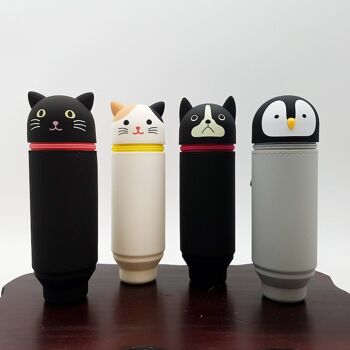 Silicone Kit Animals Cat Dog Cylindrical Zippered Penguin from Japan - Chat Calico 9