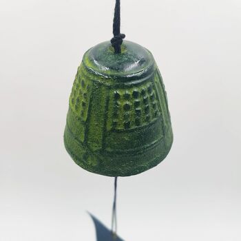 Japanese furin cast iron coloured bell with vow paper for interior or exterior - Turquoise 6