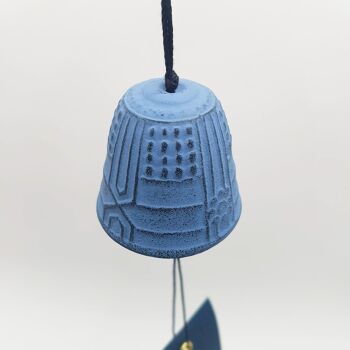 Japanese furin cast iron coloured bell with vow paper for interior or exterior - Turquoise 7