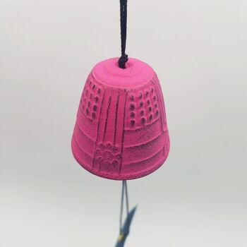 Japanese furin cast iron coloured bell with vow paper for interior or exterior - Turquoise 8