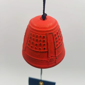 Japanese furin cast iron coloured bell with vow paper for interior or exterior - Turquoise 9