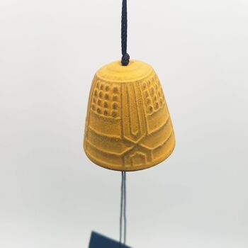 Japanese furin cast iron coloured bell with vow paper for interior or exterior - Yellow 2