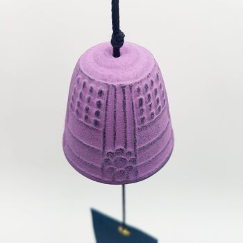 Japanese furin cast iron coloured bell with vow paper for interior or exterior - Lavande 2