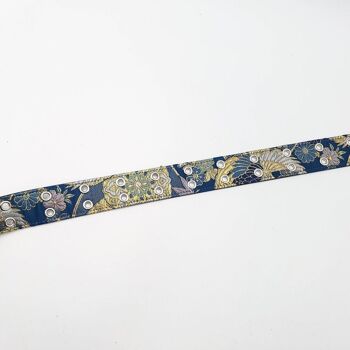 Japanese Belt Wagara Fabric from Kyoto - Blue & Yellow 9