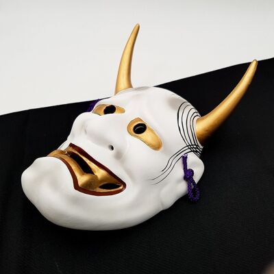 Máscara decorativa de teatro Noh de Hannya con la firma del artista, hecha en Japón