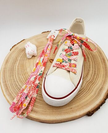 Pair of colorful laces in Japanese chirimen Rose fabric 3