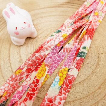 Pair of colorful laces in Japanese chirimen Rose fabric 4