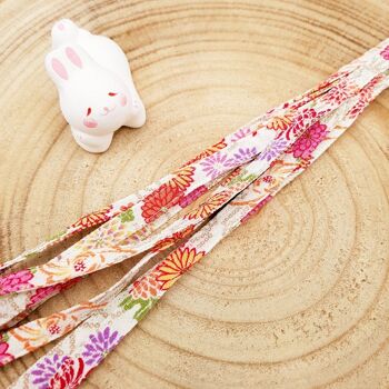 Pair of colorful laces in Japanese chirimen Rose fabric 6