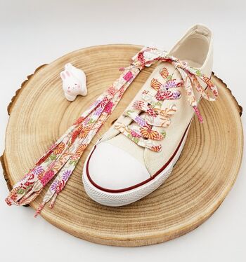 Pair of colorful laces in Japanese chirimen Rose fabric 7