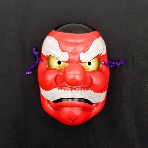Masque de Théâtre nô Décoratif Tengu avec signature de l'artiste, réalisé au Japon