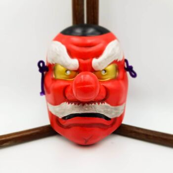 Masque de Théâtre nô Décoratif Tengu avec signature de l'artiste, réalisé au Japon 6