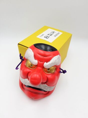Masque de Théâtre nô Décoratif Tengu avec signature de l'artiste, réalisé au Japon 9