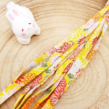 Pair of colorful laces in Japanese Chirimen Yellow fabric 2