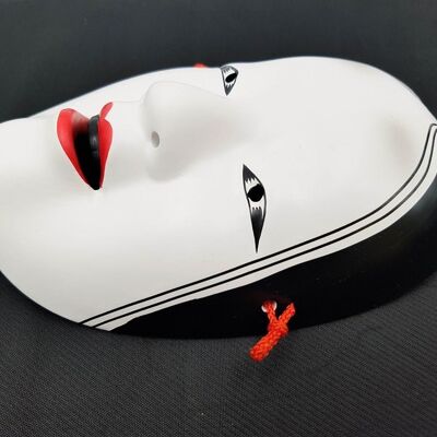Máscara decorativa de teatro Noh de Zo Onna con la firma del artista, hecha en Japón