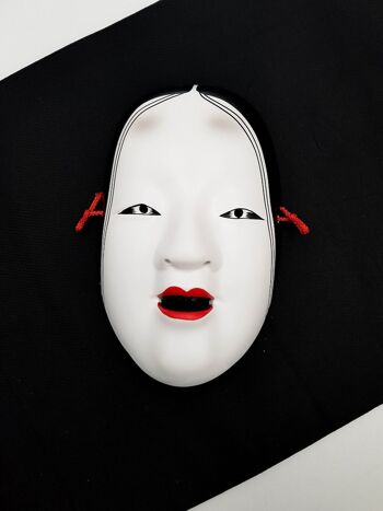 Masque de Théâtre nô Décoratif Zo Onna avec signature de l'artiste, réalisé au Japon 2