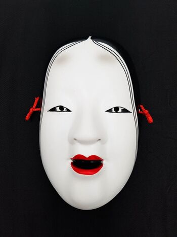 Masque de Théâtre nô Décoratif Zo Onna avec signature de l'artiste, réalisé au Japon 6